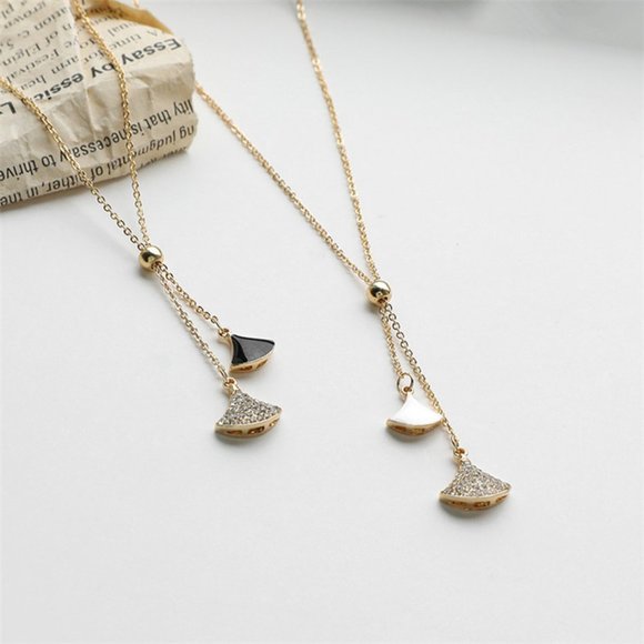 ♠NEW Minimalist Gold Choker Pendant Necklace White - Picture 4 of 5